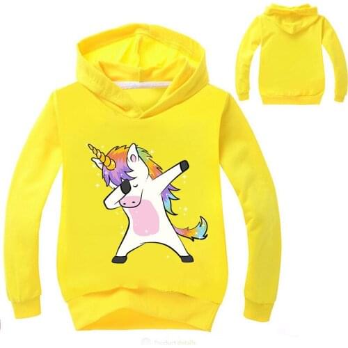 Long Sleeve Hoodies Boys Girls Sweatshirt Cartoon Pullover Unicorn Print Baby Jumper Coat Hooded Tops Tee Children blue red pink