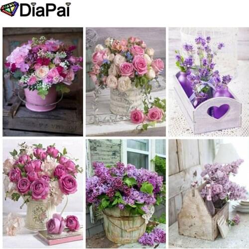 DIAPAI 5D DIY Diamond Painting 100% Full Square/Round Drill "Colored flower cup" 3D Embroidery Cross Stitch Home Decor
