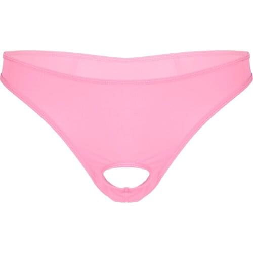 Men Sissy Panties Lingerie Low Waist Hollow Out Open Butt Penis Hole Briefs Gay Porno Underwear Party Solid Underpants Nightwear