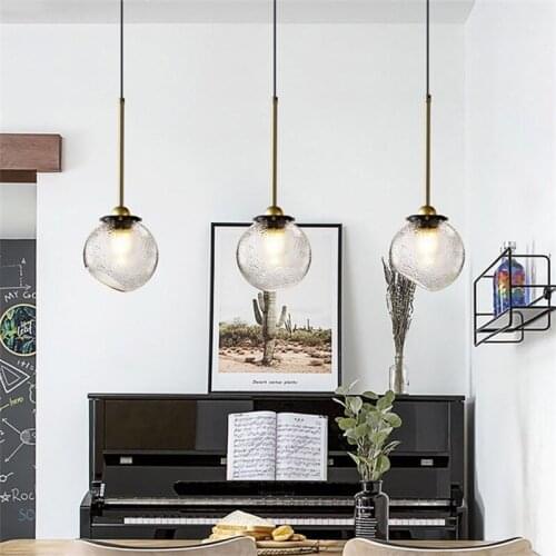 European Style Industrial Style Bedside Chandelier Restaurant Kitchen Bar Cafe Art Water Pattern Glass Decorative Pendant Light