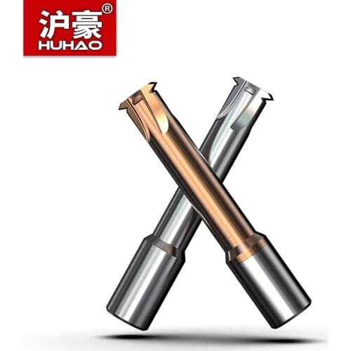 HUHAO Single Tooth Spiral Milling Cutter Router Bit 3 or 4 Flutes CNC Tools For Aluminum 60° Tungsten Carbide Deep Holes Thread