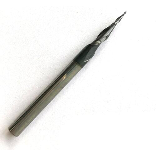 10pcs R0.25*15*D4*50L shank Tungsten solid carbide Tapered Ball Nose End Mills and cone cutter HRC55 with coating