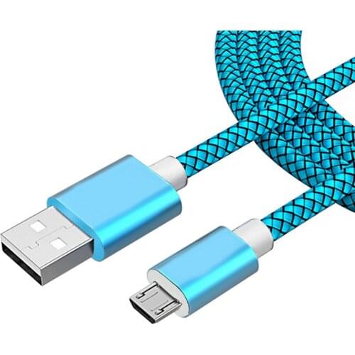 Short 2M 3M Micro USB Cable 2.1A Mobile Nylon Cord for Xiaomi Redmi Note 5 6 for Samsung Galaxy J4 A6 Plus S6 S7 Edge Oukitel C8