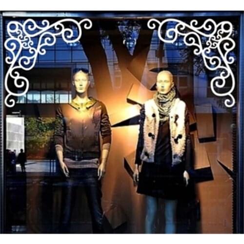 China Retro window wall sticker Store door window corner sticker decoration advertising poster wall sticker store sticker