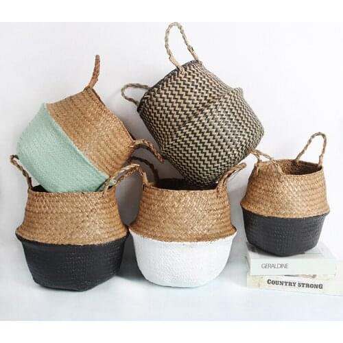 Storage Baskets Laundry Seagrass Baskets Wicker Rattan Hanging Flower Pot Toy Home Pot Panier Osier Cestas De Mimbre Decorativas