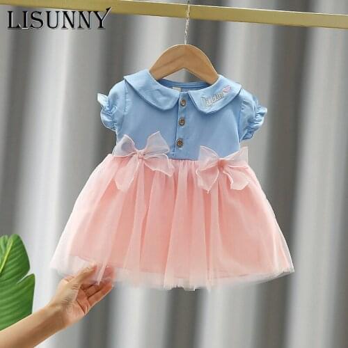 LISUNNY Girls Baby Princess Dresses New Toddler Polka Bow Lace Vestidos Newborn Infant Lace Sweet Clothing Casual Costumes 0-4y