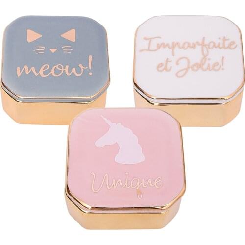 Mini Cute Cartoon Lady Travel Jewelry Ceramics Box Cosmetic Makeup Display Organizer Case Storage