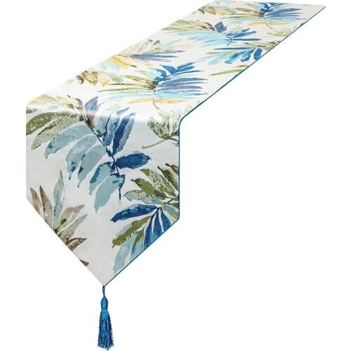 Table Runner - 12 X 72 Inch Modern Minimalist Blue Leaf Table Runner - Suitable For Fabric Decorations For Daily Home-ABUX