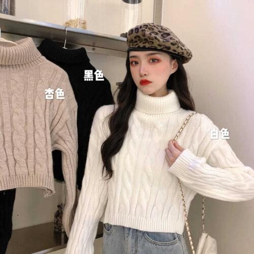 New Turtleneck Pullover Women Knitted Sweater Short Pull Tops Female Lady Jumpers x43
