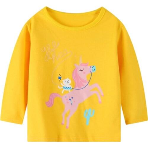 2-7 Years Children Kids Tops T Shirt New Spring Baby Boy Girls Long Sleeve Unicorns T Shirt Cotton Children Shirts Clothes