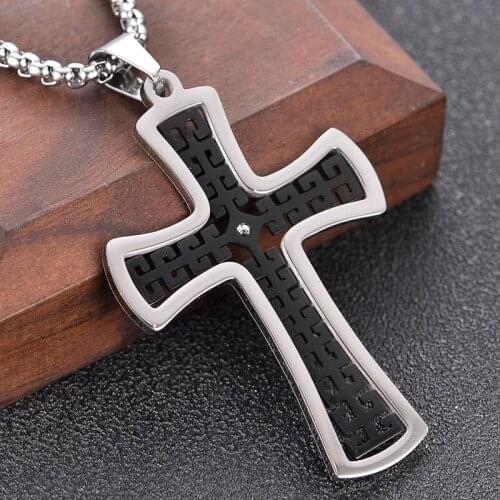 Gothic Hollow Cross Pendant Necklace Cool Street Style Necklaces For Men Women Gift Wholesale Neck Jewelry