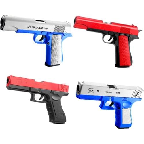 Plastic Glock Model Gun Toys for Boys Shooting Children Soft Bullet Gun Manually Launch Shell-throwing EVA Foam Pistol Kids Gift