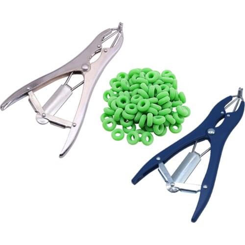 Tail removal Pigs And Sheep Castration Pliers and 100 Particulate Rubber Ring Castration Device Veterinary Equipment