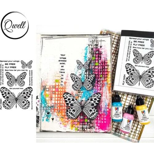 QWELL 6.9*4.5inch Clear Stamps Butterflies Torso Wings DIY Craft Paper Cards Scrapbooking 2021 Hot Sale