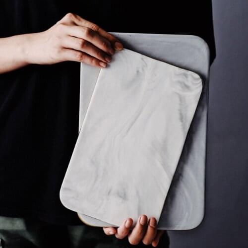 Retro Rectangular Cutting Board Marble Ceramic Tray Dinner Plate Bread Fruit Pan Kitchen Decorate Photography Props