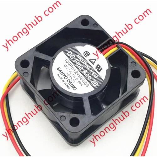 SANYO DENKI 109P0424H6D03 DC 24V 0.07A 3-wire 40x40x20mm Server Cooling Fan