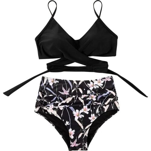 Sexy High Waist Bikini Fashion Floral Printed Swimwear Women Swimsuit Female Bikini Set Bathing Suit Summer Biquini Dropshipping