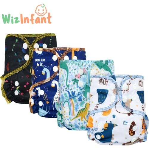WizInfant Newborn Organic Cotton Colrful Binding Baby Diapers Tiny AIO Cloth Diaper,Waterproof PUL Fit 3-6KG Baby