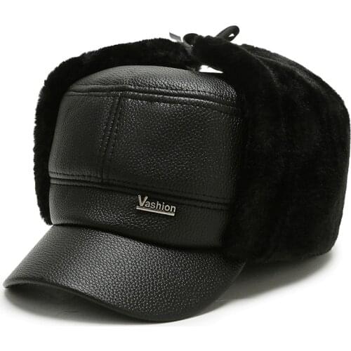 Winter Mens Middle-aged and Elderly Warm Earmuffs Lei Feng Hats Winter Velvet Thickened Sunshade With Eaves Outdoor Warm Caps