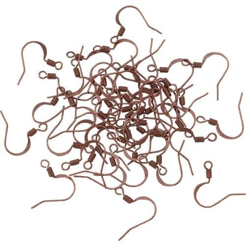 100pcs 15mm Earring Clasps Hooks Earring Findings for DIY Jewelry Making Accessorie Red Copper Brass