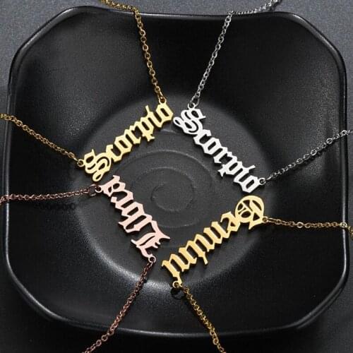 12 Zodiac Constellation Necklace For Women Leo Scorpio Virgo Cancer Gemini Aries Aquarius Letter Pendants Necklaces Jewelry