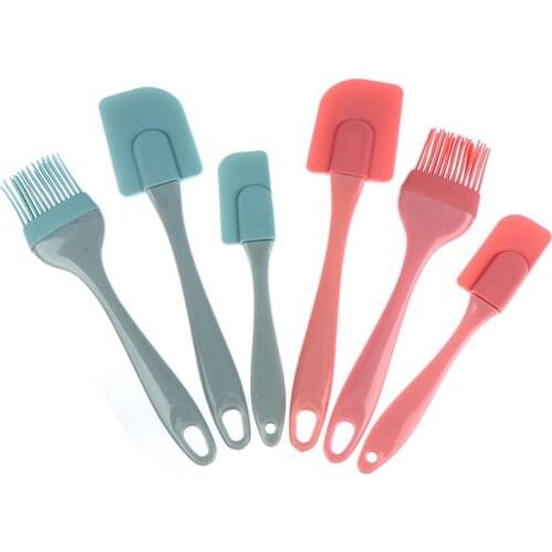 3pcs Kitchen Utensils Cooking Supplies Multi Purpose Blue/Pink Cake Spatula Baking Tools Silicone/PP Non-stick