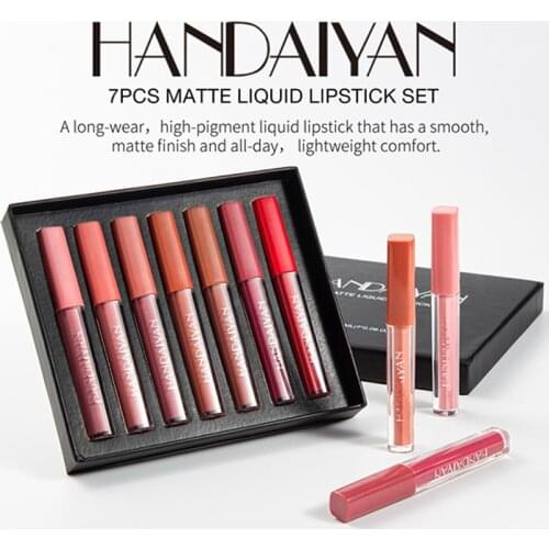 7/3 Colors Lip Gloss Set Gift Box Velvet Matte Moisturizing Liquid Lipstick Long Lasting Lips Makeup Lip Glaze Kit TSLM1