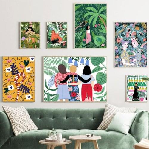 Abstract Yoga Girl Fruit Forest Animal Wall Art Canvas Painting Nordic Posters And Prints Wall Pictures For Living Room Decor