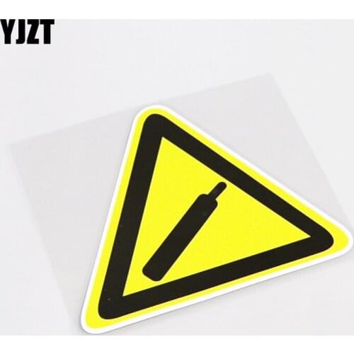 YJZT 14CM*11.7CM Warning Mark DANGER Oxygen Bottle PVC Car Sticker Decal 13-0880