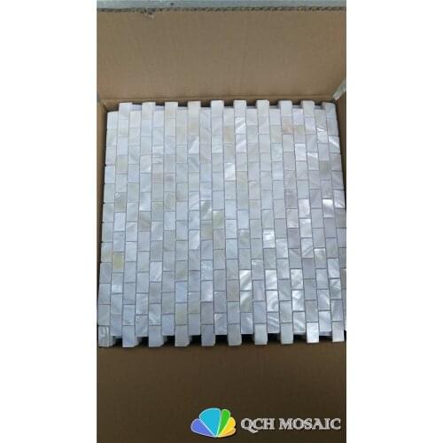 White freshwater shell mother of pearl mosaic tile for kitchen backsplash and bathroom wall tile brick pattern