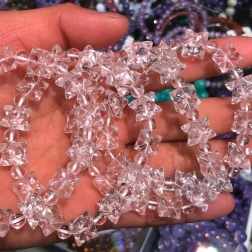 Natural white crystal hand carved merkaba crafted bracelet, finely carved workmanship, crystal healing