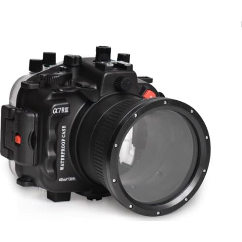 40m/130ft For Sony A7 III A7R III A7M3 A7M III underwater camera housing diving box case cover with (Standard port)Black