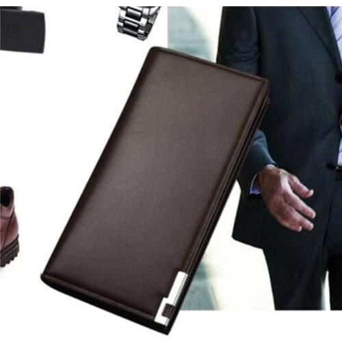 Wallet Long Bussiness Card Holder Hasp Wallet Aluminum Metal Credit Pu Leather Purse Checkbook Mini Card Wallet for Man