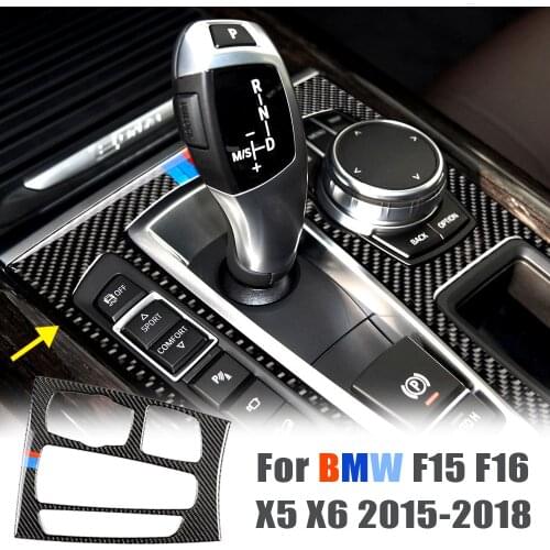 For BMW F15 F16 X5 X6 2015 2016 2017 2018 LHD Car Interior Carbon Fiber Gear Shift Panel Cover Trim Car Stickers Decoration
