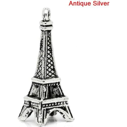 DoreenBeads 20PCs 27x10mm, Goth Charms Pendants Paris Eiffel Tower Silver Color Charms Pendants For Diy Jewelry Making Findings
