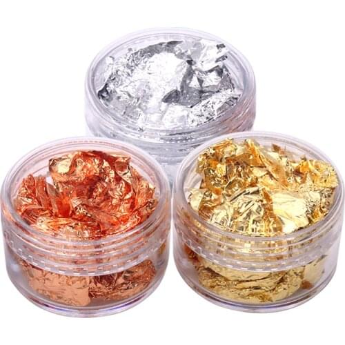 Imitation Gold Leaf Flakes Copper Flakes for Gliding Arts Nail Decoration Silver Copper Gold Foil Fr