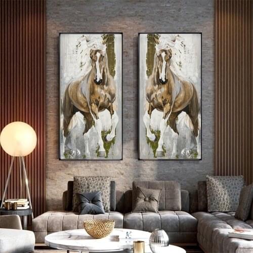 Animal Art Running Horses Canvas Painting Wall Art Pictures Horse Oil Painting Canvas Prints For LivingRoom and Bedroom