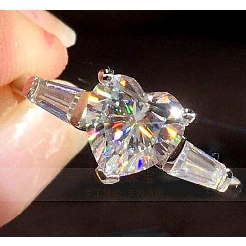 14K Au585 White Gold Women Ring Moissanite Diamonds 1 2 3 4 5 Carat Heart Wedding Party Engagement Anniversary Ring Trendy
