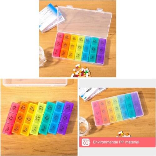 Pill Storage Box Medicine Case 7 Day Organizer 21 Compartments 3 Times For Travel TK-ing