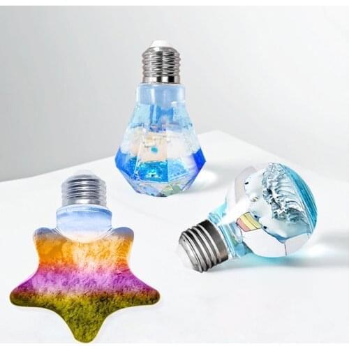 Creative Bulb Shape DIY Crystal Epoxy Mould Ornaments Decoration Mould Handcraft Candle Soap Making Silicone Mold Practical