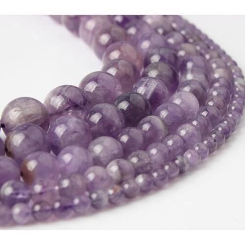 LanLi 4/6/8/10/12mm natural amatista stones Loose Beads Suitable for DIY Fashion bracelet necklace Accessories Jewelry make