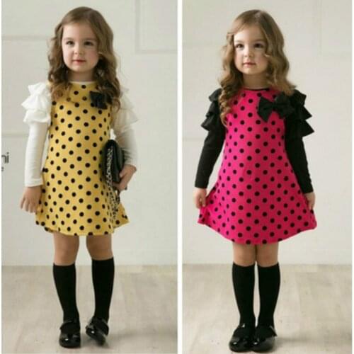 Hot Sale 2019 New Spring Autumn Children Clothing Baby Girls Polka Dot Dress Long-Sleeve Kid Clothes Infant Girls Princess Dress
