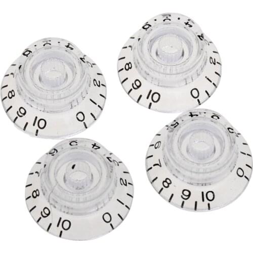 Musiclily Pro Metric Size 18 Splines Guitar Bell Top Hat Knobs for Epiphone Les Paul SG Style, Transparent (Set of 4)