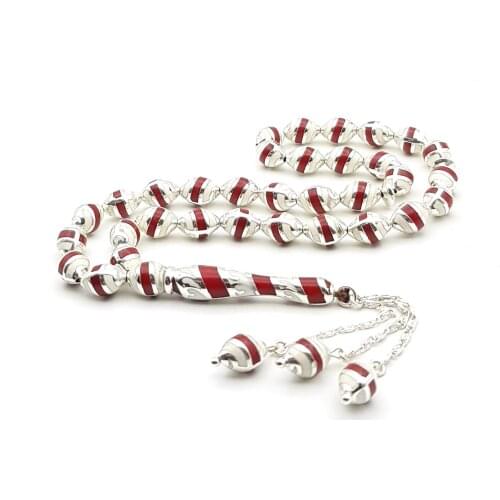 Muslim Prayer Beads Silver Caged Enameled Rosary