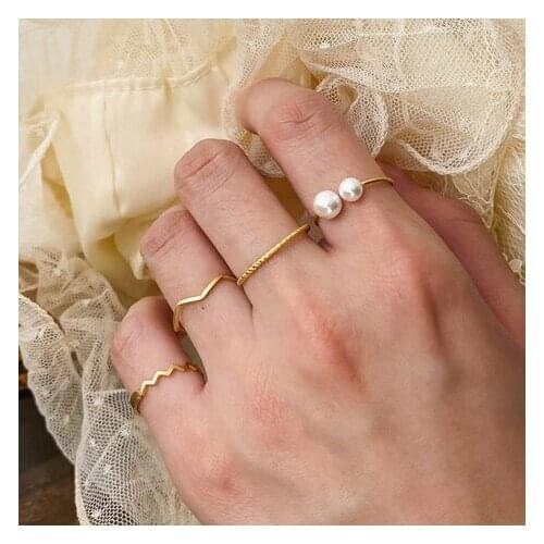 Simple Design Gold Round Twisted Set Of Knuckle Rings For Women Elegant Korean Japanese Ladies Small Tail Ring Jewelry