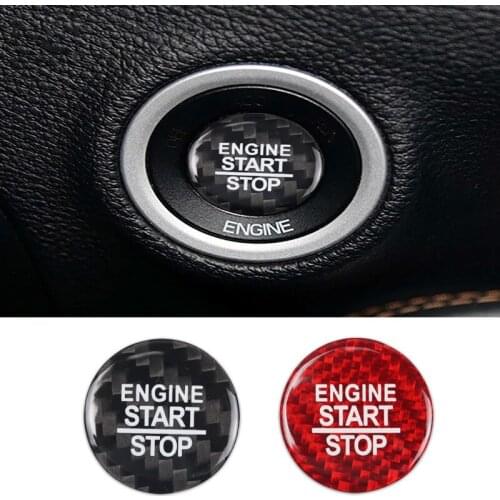 Real Carbon Fiber Car Engine Start Stop Button Cover Sticker For Dodge Challenger SRT