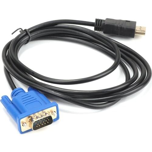 Newest 1.8M HDMI-Compatible to 15Pin VGA Cable AV Video Adapter Replacement 1080P HDMI-Compatible Cable for Laptop PC Monitor