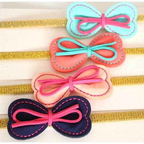Korean Style New Novelty Hairbands Bow Girls Headbands with Ribbon Glitter Gold Bands Princess Pink Hairbands Bowknot Hotsale