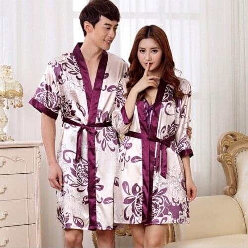 2016 New Arrival Men Robe Sexy Womens Fashion Sexy Soft Smooth 2 pcs Robe Gown Set Pajama Sleeping Dress Sleepwear iT320