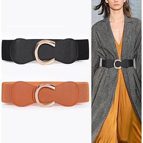 New Design Cummerbunds For Women Coat Luxury Wide Elastic Waistbands Dress Black Pu Leather Belts Skirt Lady Party Decorate Girl